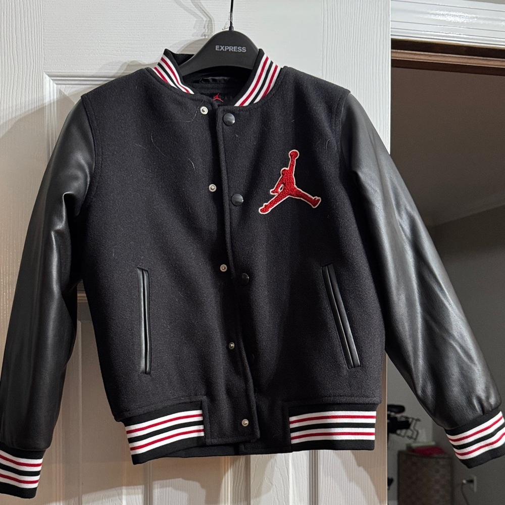 Jordan Kids Black and Red Varsity Jacket